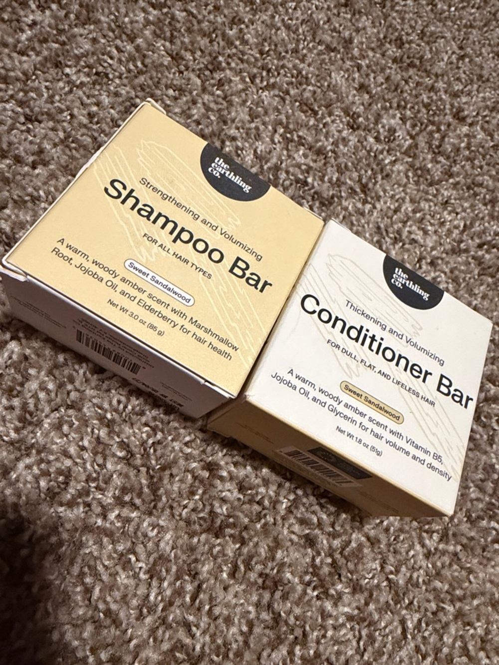 Set of sweet sandalwood shampoo & conditioner bars from the earthling co. - NEW